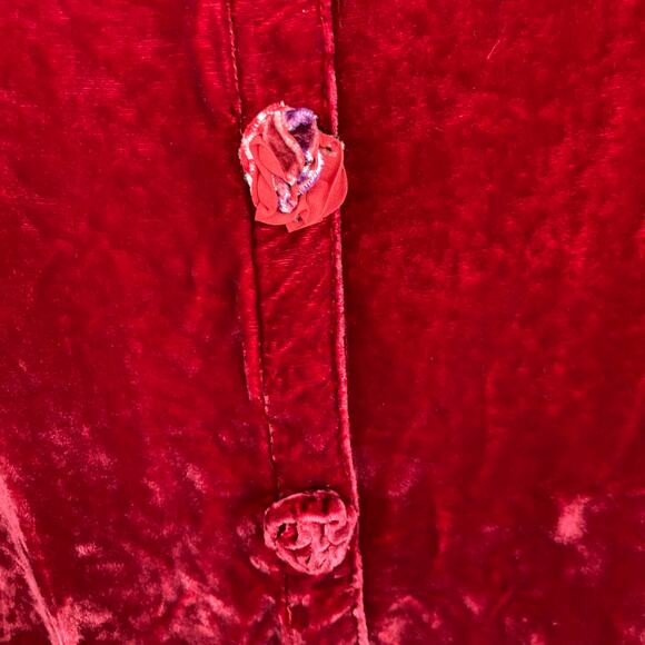 VTG Sareet Womens L Red Velvet Floral Top Holiday Fairy Whimsical Romantic Artsy - Picture 8 of 10